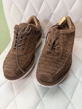 Kelsi Dagger Brown Woven Suede Sneakers
